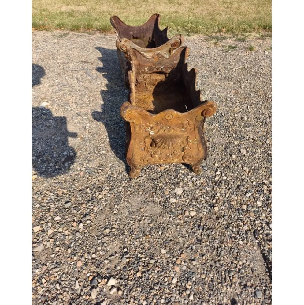 2 jardinières en fonte 1900 de style rocaille Charleville - Mézières