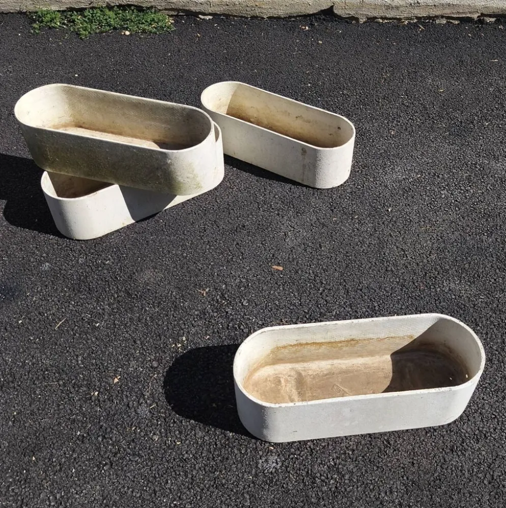 4 jardinières fibrociment Eternit, design Willy Guhl
