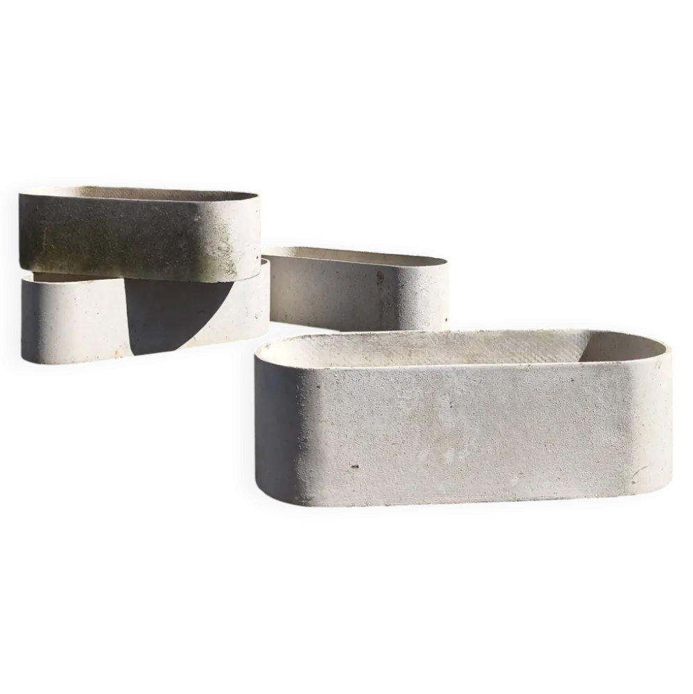 4 jardinières fibrociment Eternit, design Willy Guhl