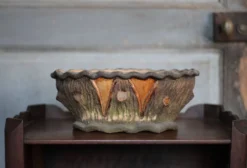 Jardinière Terracotta brutaliste imitation tronc d'arbre, cache-pot, campag