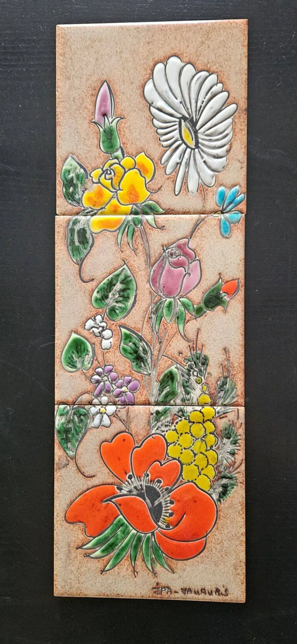 Jean-Paul ARNONE- Vallauris Frise de 3 Carreaux De Faïence Année 1960