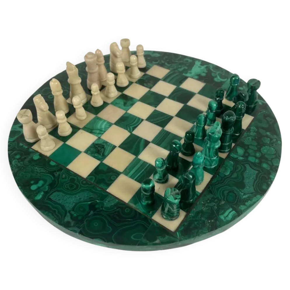 Jeu d’échecs décoratif en malachite, 1950–1970