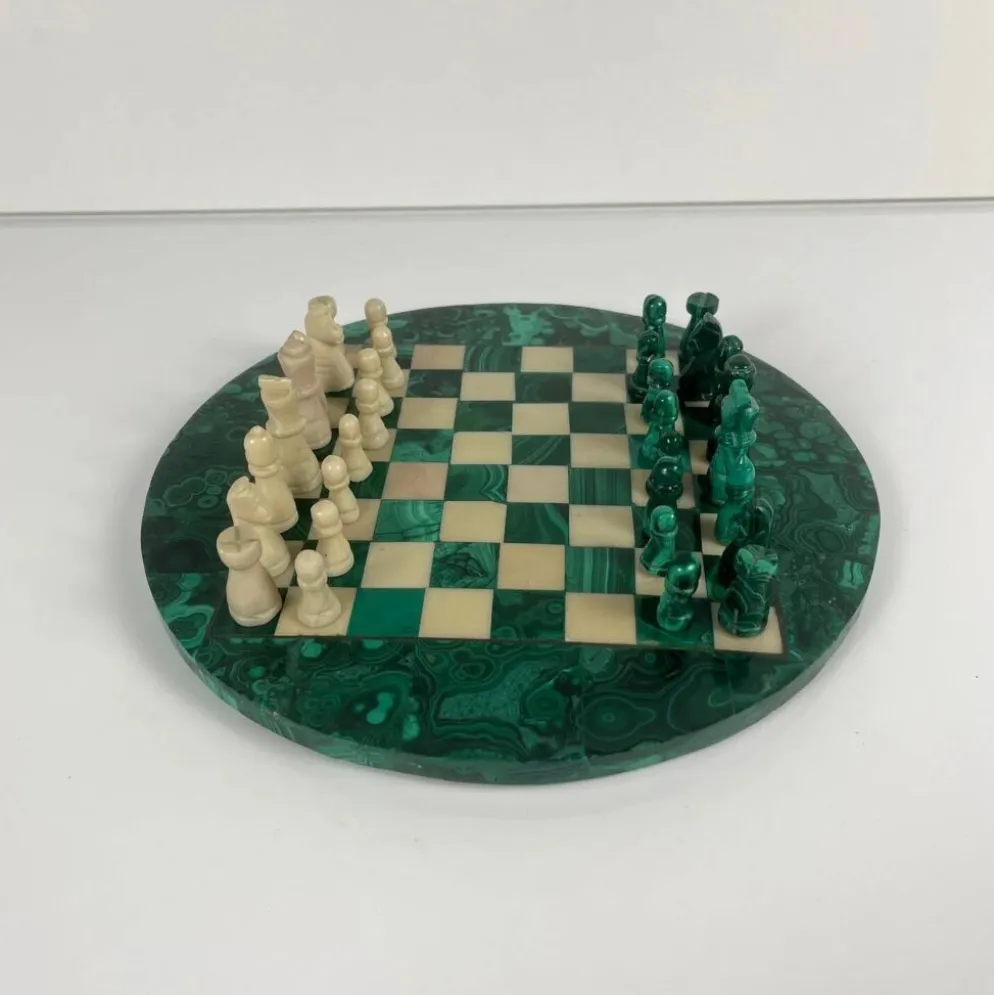 Jeu d’échecs décoratif en malachite, 1950–1970