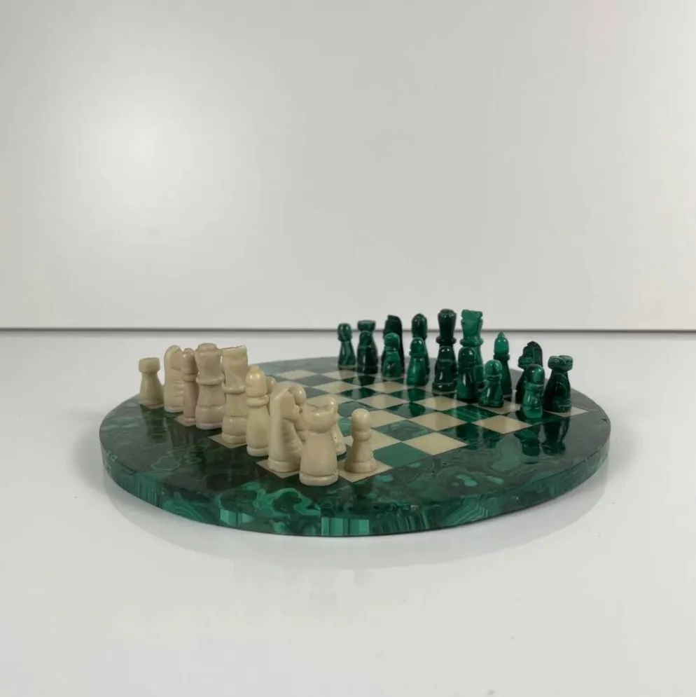 Jeu d’échecs décoratif en malachite, 1950–1970