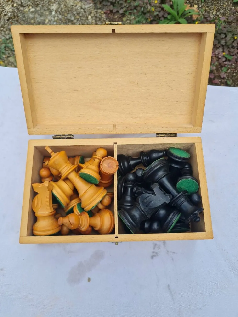 Jeu d'échecs vintage Staunton Français en buis massif – Taille 4