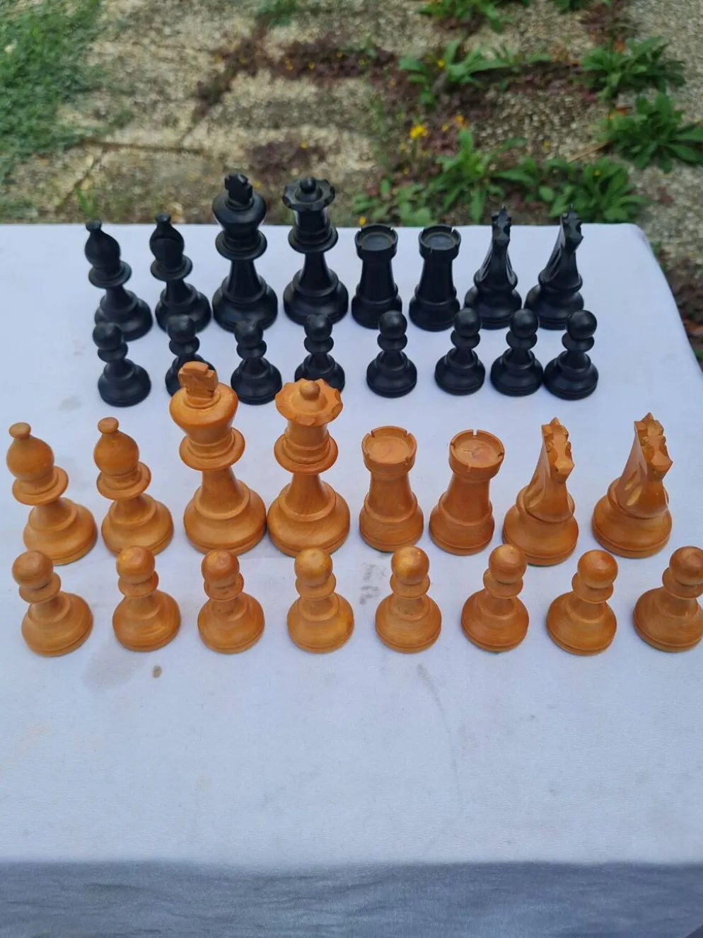 Jeu d'échecs vintage Staunton Français en buis massif – Taille 4