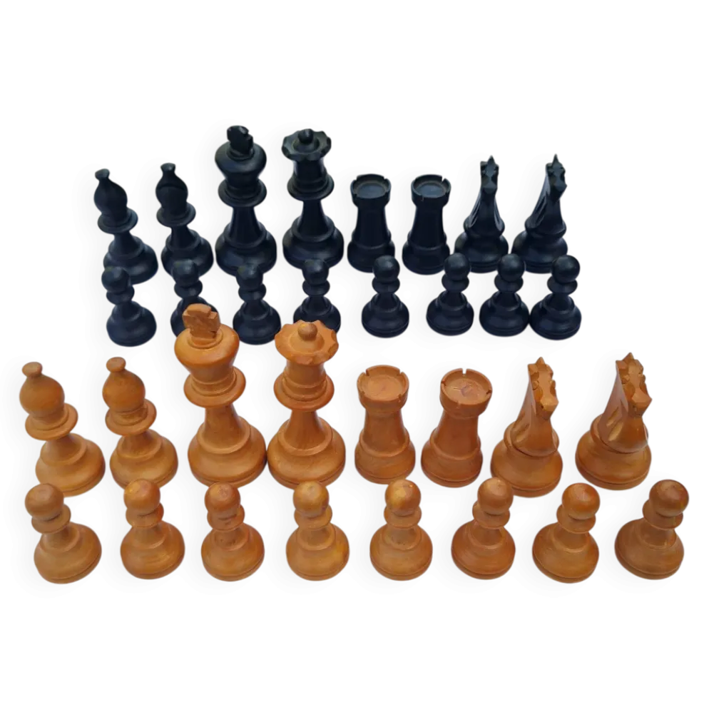 Jeu d'échecs vintage Staunton Français en buis massif – Taille 4