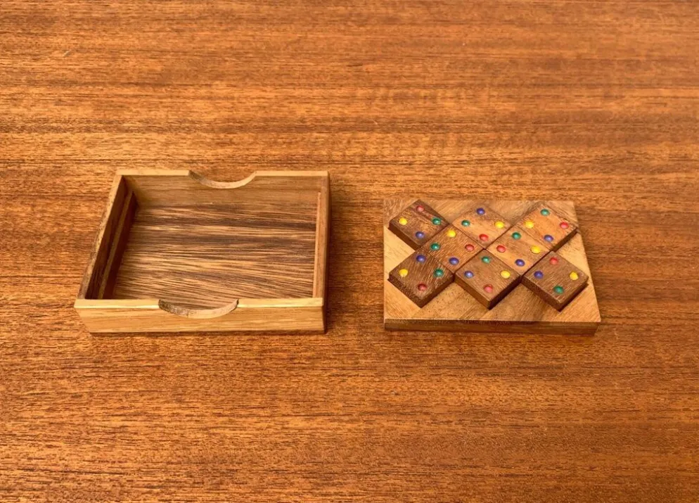Jeu de dés déco scandinave en teck du milieu du siècle, années 1960