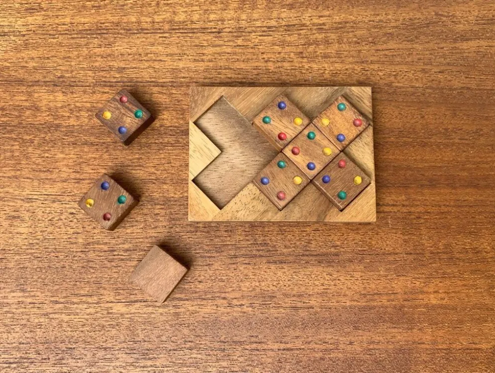 Jeu de dés déco scandinave en teck du milieu du siècle, années 1960