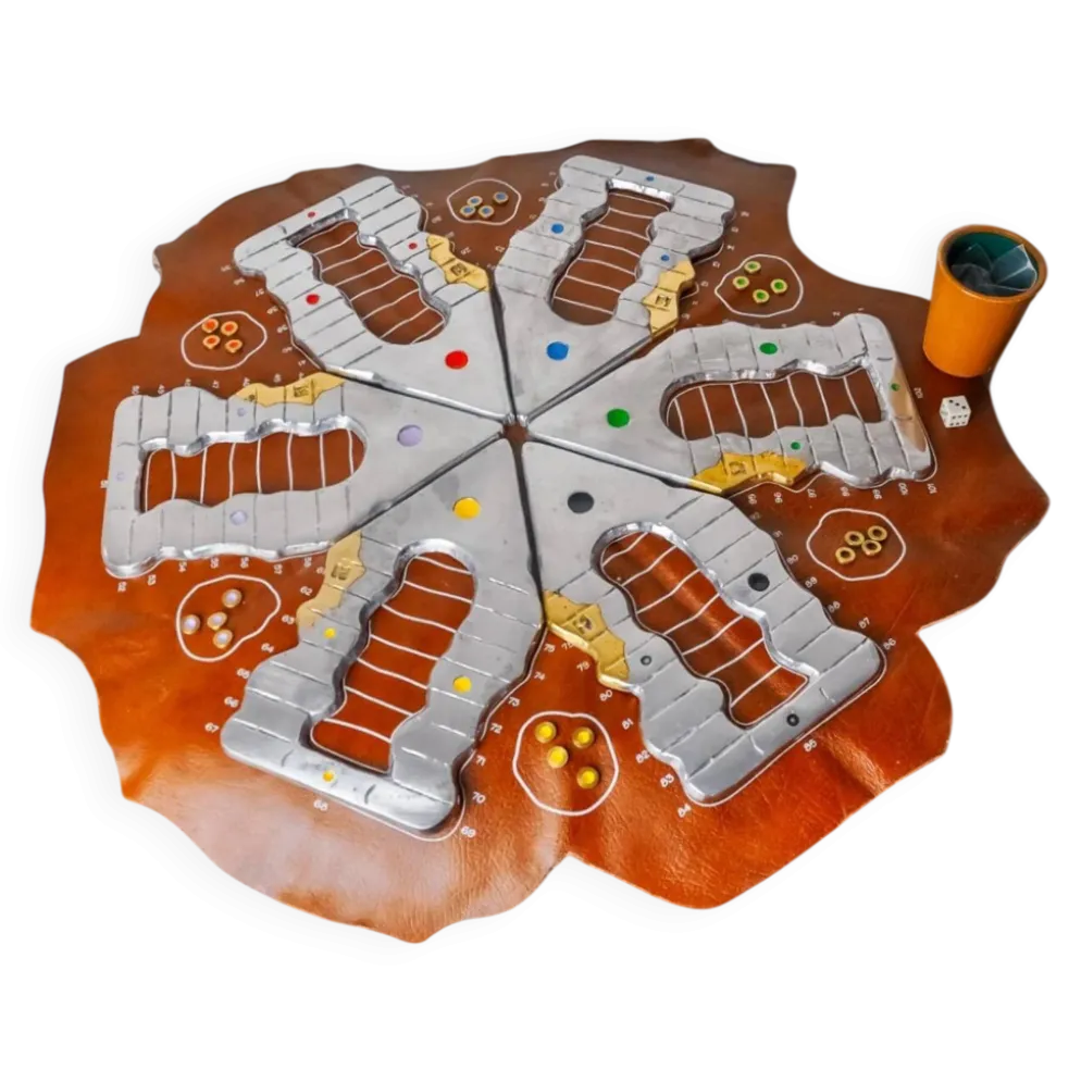 Jeu de Parcheesi brutaliste par Art3, bronze et aluminium, Espagne, années 1970.