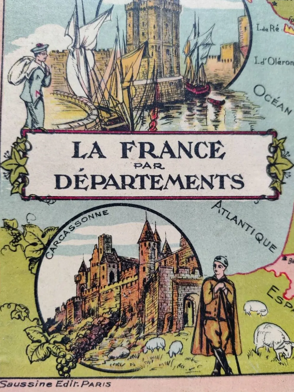 Jeu de patience puzzle France par département Saussine ancien