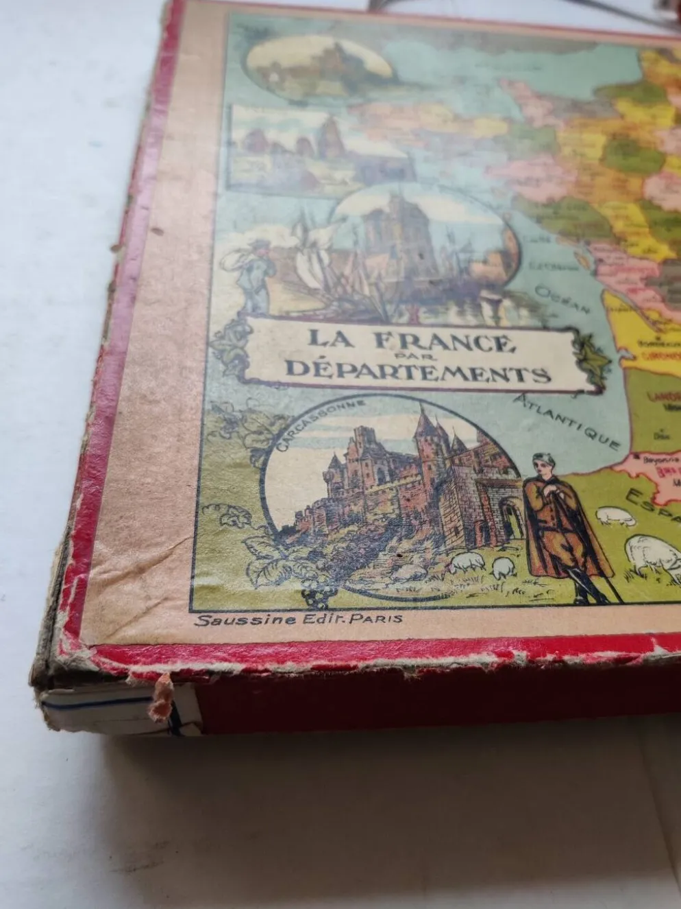 Jeu de patience puzzle France par département Saussine ancien