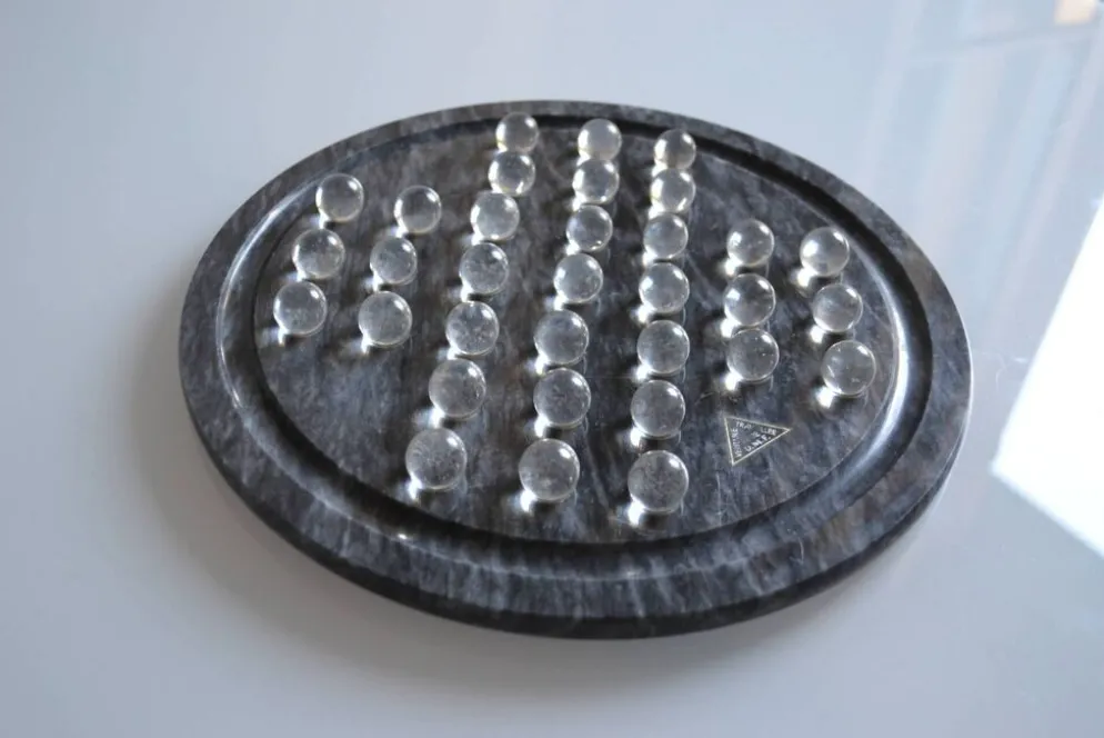 jeu de solitaire vintage marbre et verre