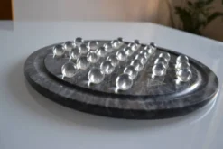 jeu de solitaire vintage marbre et verre