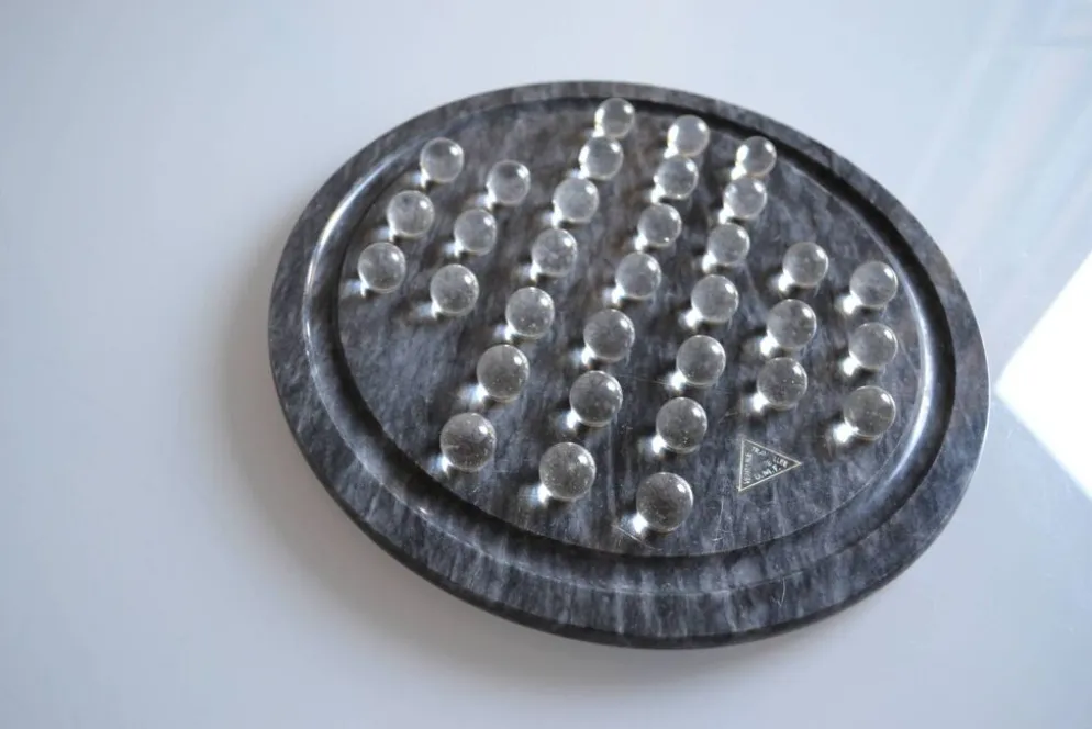 jeu de solitaire vintage marbre et verre