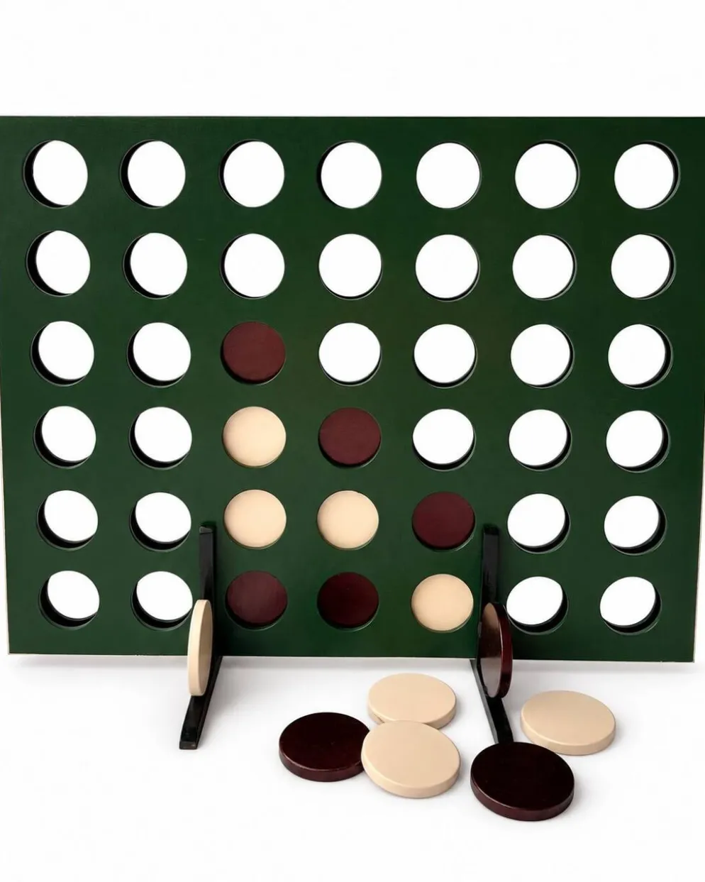 Jeu en bois surdimensionné fait main, unique en son genre, de quatre à la suite.