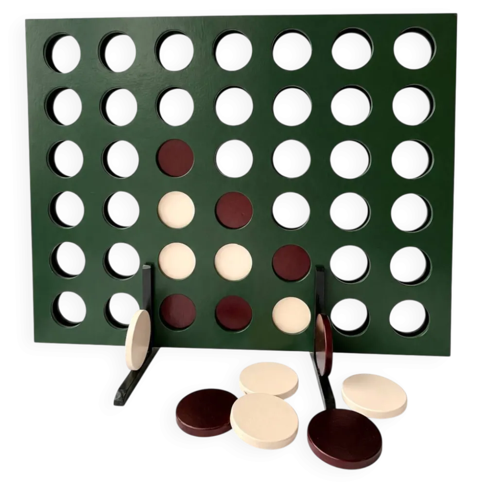 Jeu en bois surdimensionné fait main, unique en son genre, de quatre à la suite.