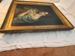 Jeune femme à la colombe . Portrait du 19e imitant une peinture classique