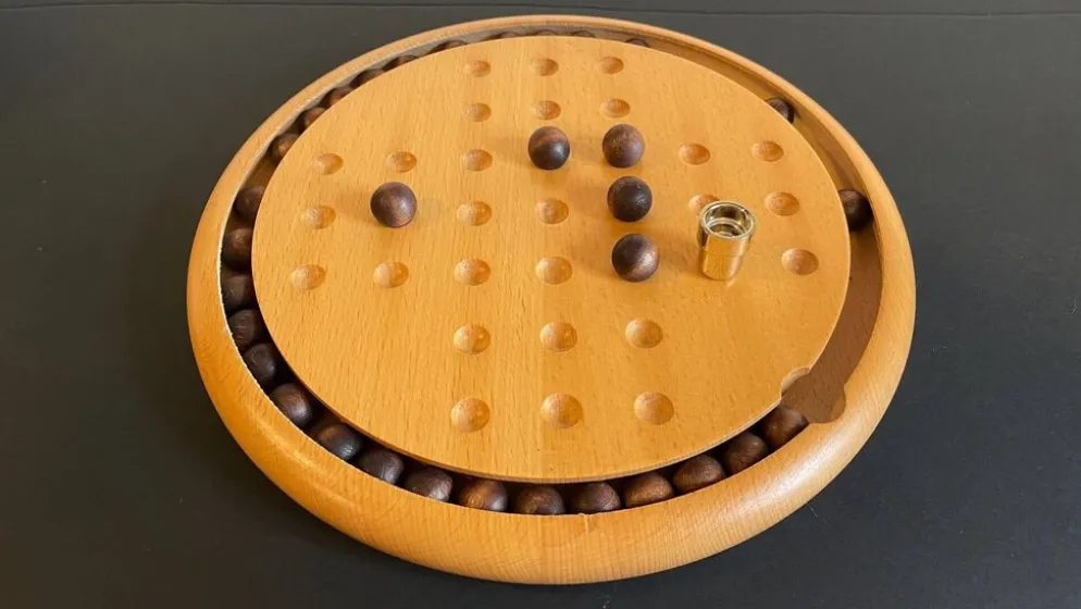 Jeu solitaire hêtre massif vintage