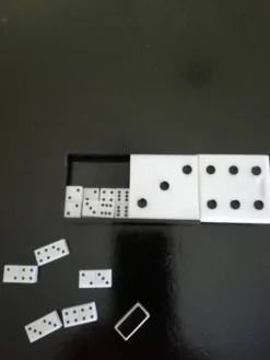 Jeux complet de Dominos Miniatures En Boîte Noir Et Blanc.