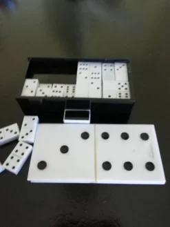 Jeux complet de Dominos Miniatures En Boîte Noir Et Blanc.