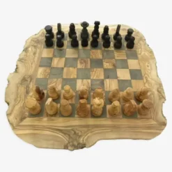 Jeux d'échec en bois d'olivier massif rustique échiquier artisanale