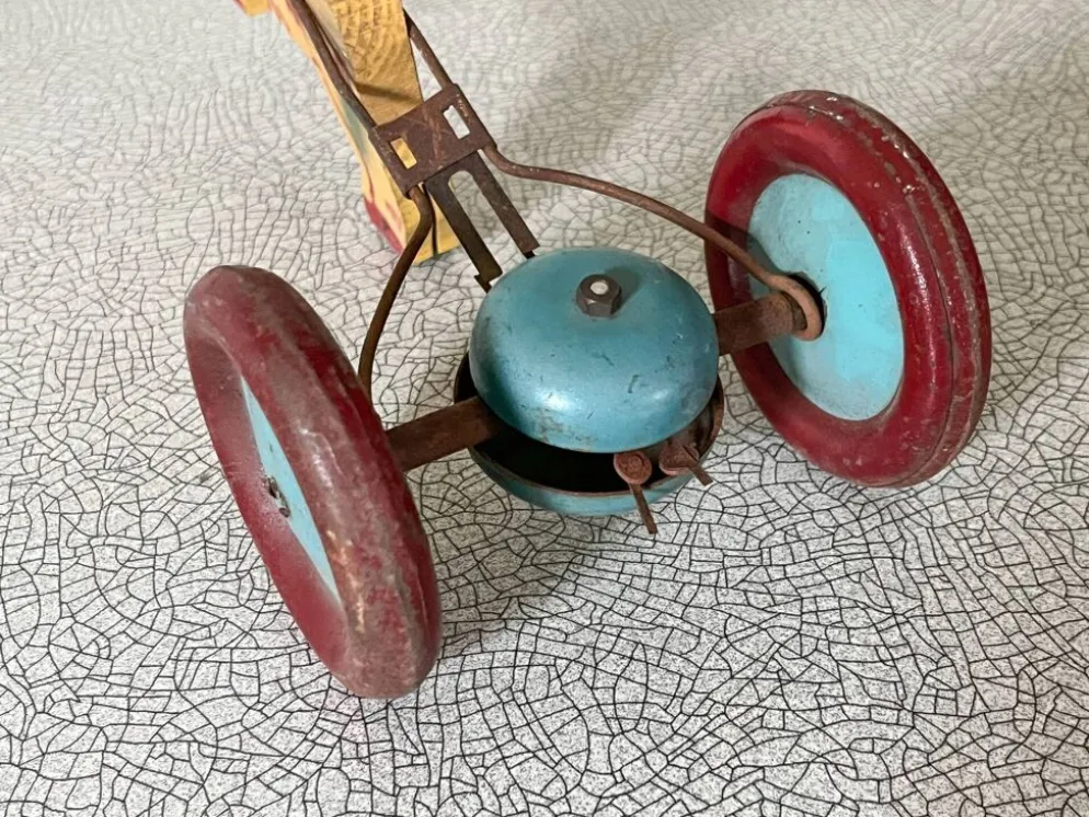 Jouet à tirer ancien, attelage cheval et grelot, Jouet musical