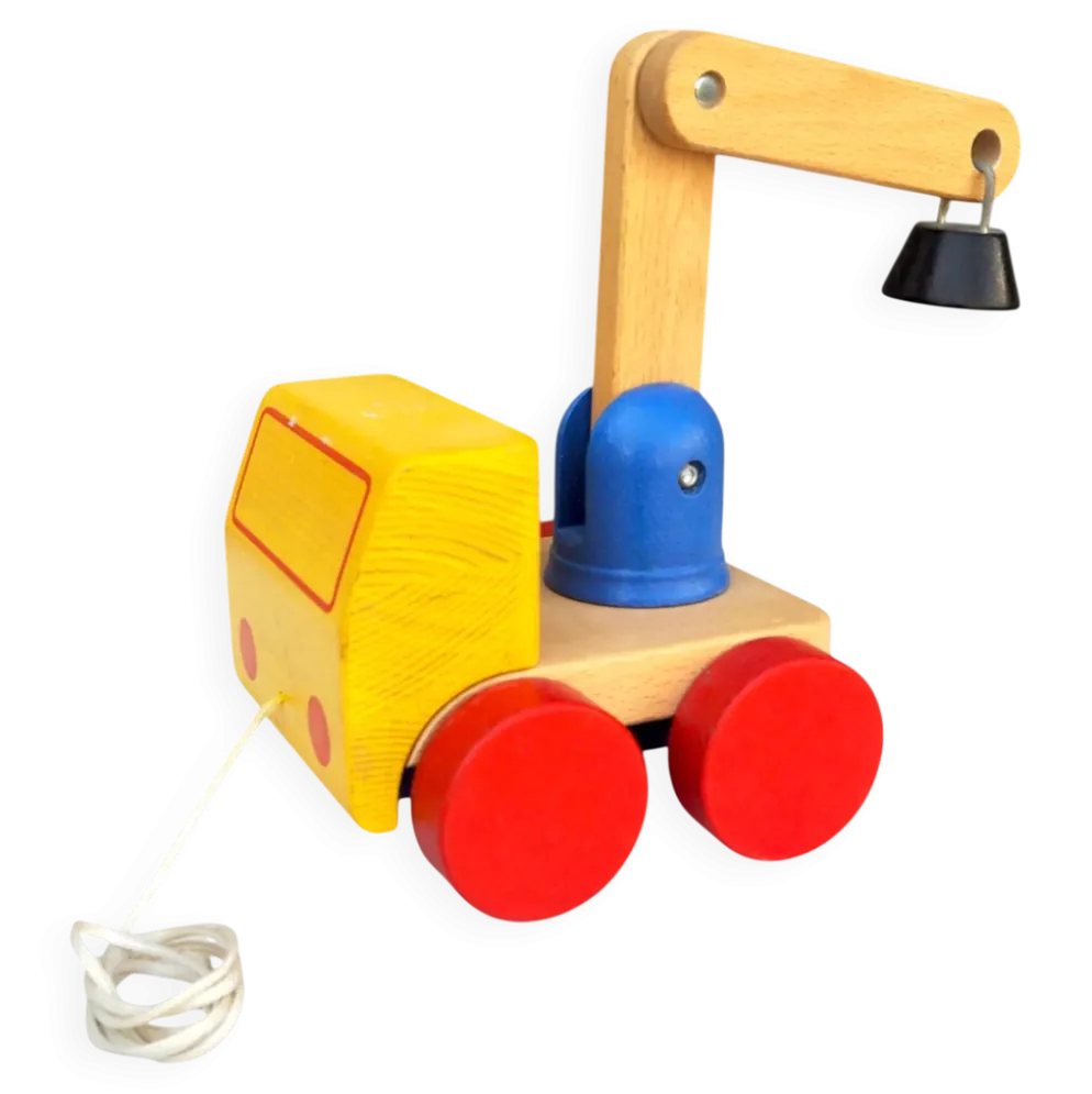 Jouet à tirer camion articulé en bois