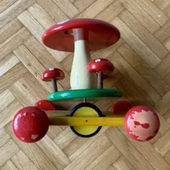 Jouet à tirer en bois vintage - Champignon - 1960