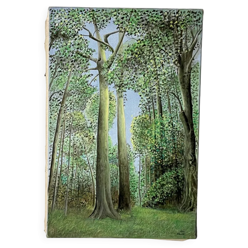 Kaki Brunet (1926-2012) "Printemps au bois" huile sur toile
