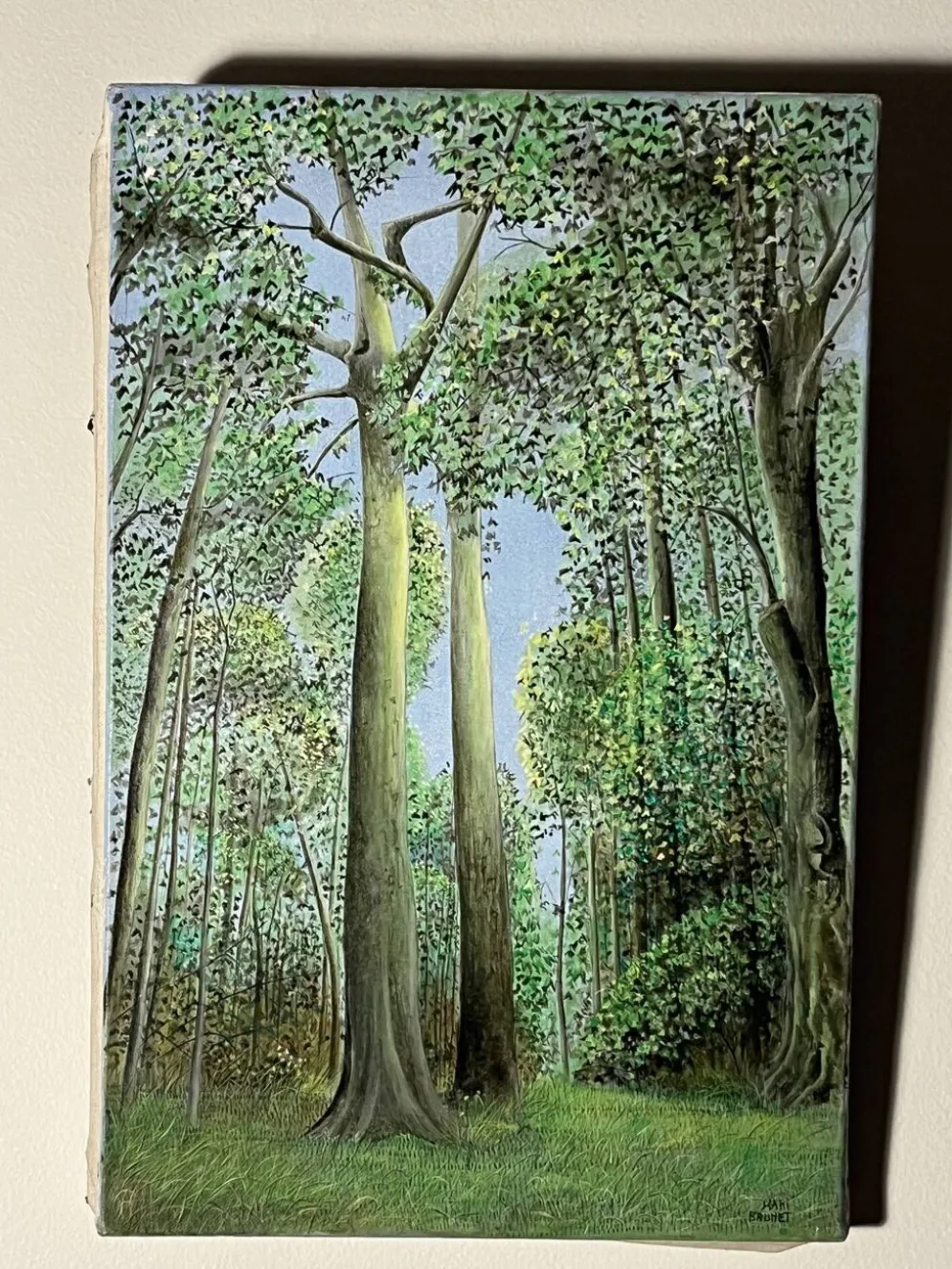 Kaki Brunet (1926-2012) "Printemps au bois" huile sur toile