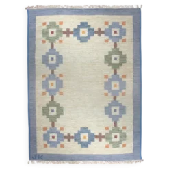 Karin Jönsson Tapis kilim géométrique en laine suédois du milieu du siècle 171x252cm