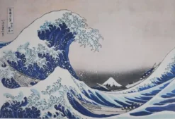 Katsuhika Hokusai : La grande vague de Kanagawa, lithographie signée