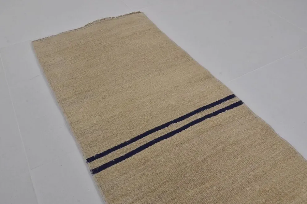 Kilim en chanvre anatolien blanc cassé sku 3928