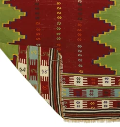 Kilim Turc Vintage Anatolien Rouge et Vert 205 x 124 cm