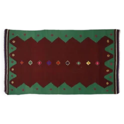 Kilim Turc Vintage Anatolien Rouge et Vert 260 x 143 cm