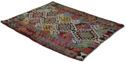 Kilim Turc Vintage Geometrique Vert et Terracotta 232 x 155 cm