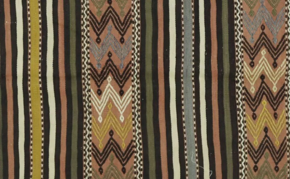 Kilim turc vintage graphique à frises géométriques 264 x 137 cm