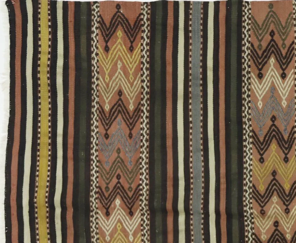 Kilim turc vintage graphique à frises géométriques 264 x 137 cm