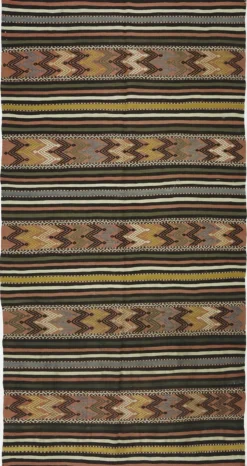Kilim turc vintage graphique à frises géométriques 264 x 137 cm