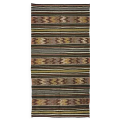 Kilim turc vintage graphique à frises géométriques 264 x 137 cm
