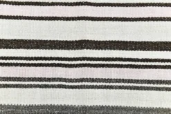 Kilim Turc Vintage Rayé Blanc et Brun, Tapis Bohème Tissé Main, 175x220Cm