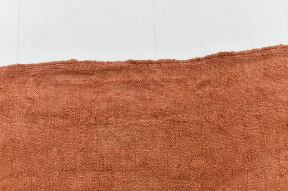 Kilim Turc Vintage Terracotta Uni, Tapis Naturel pour Salon et Chambre