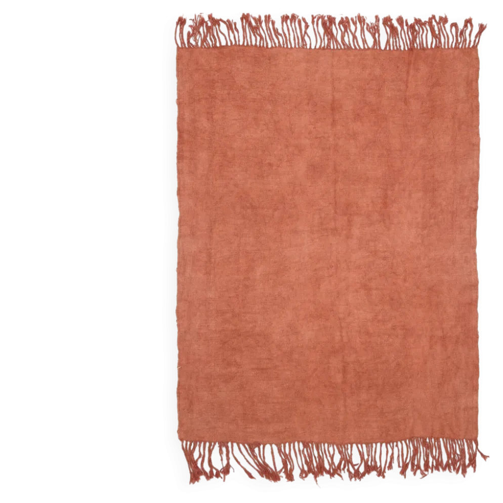 Kilim Turc Vintage Terracotta Uni, Tapis Naturel pour Salon et Chambre