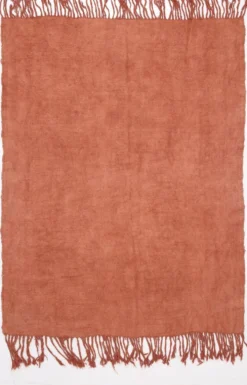 Kilim Turc Vintage Terracotta Uni, Tapis Naturel pour Salon et Chambre