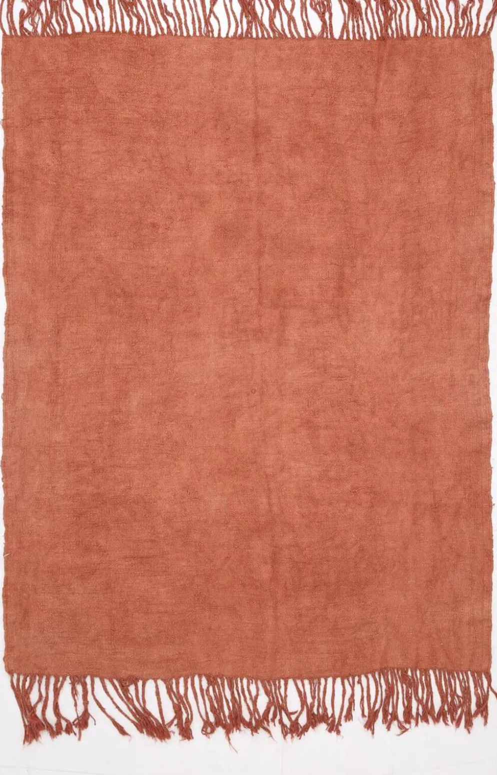 Kilim Turc Vintage Terracotta Uni, Tapis Naturel pour Salon et Chambre