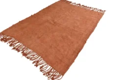 Kilim Turc Vintage Terracotta Uni, Tapis Naturel pour Salon et Chambre
