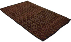 Kilim Turc Yoruk Vintage 177x294 cm Geometrique Marron et Jaune