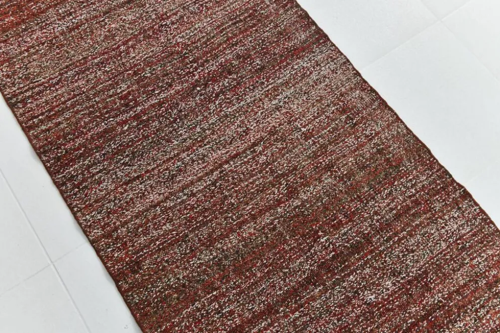 Kilim Vintage Turc Rouge Brique, Tissé Main, Style Rustique Moderne, 82x315