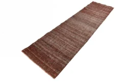 Kilim Vintage Turc Rouge Brique, Tissé Main, Style Rustique Moderne, 82x315